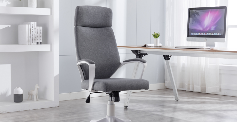 Features Of Grey high back linen fabric office chairs