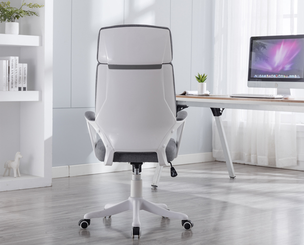 Grey High Back Linen Office Chair
