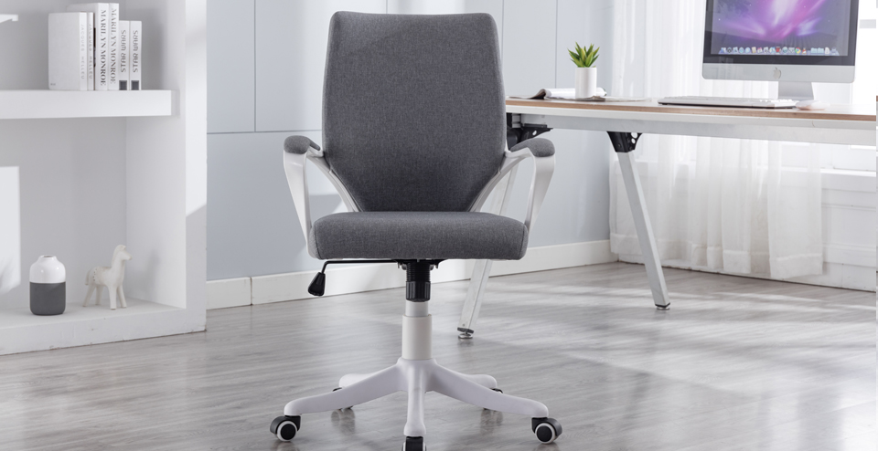 Features Of Grey middle back linen fabric office chairs