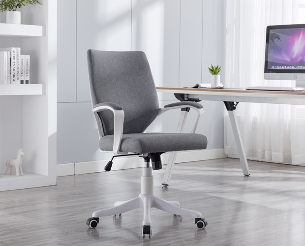HC-2239H Grey Middle Back Linen Fabric Office Chair