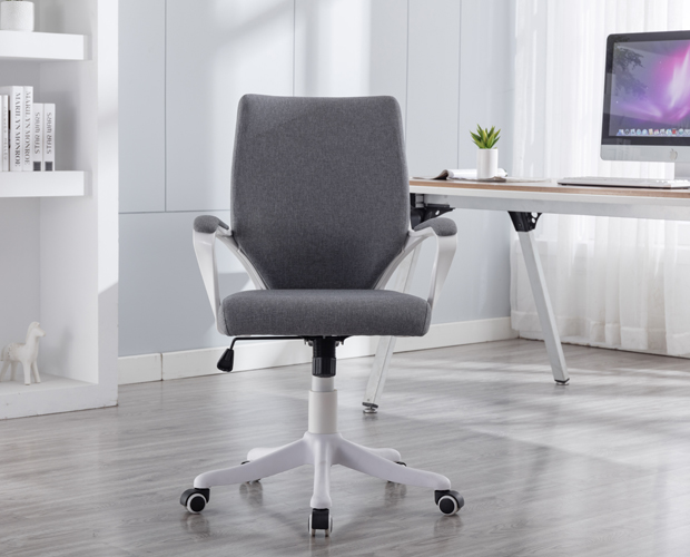 Middle Back Linen Fabric Office Chair