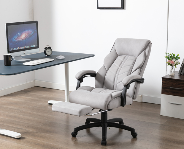HC-2672 Grey High Back Flannel Fabric Office Chair