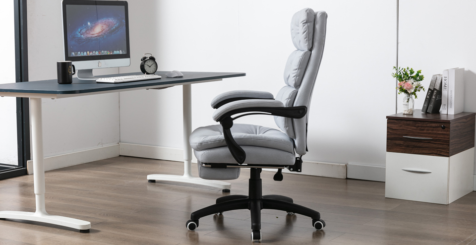 Features Of Grey high back flannel fabric office chairs