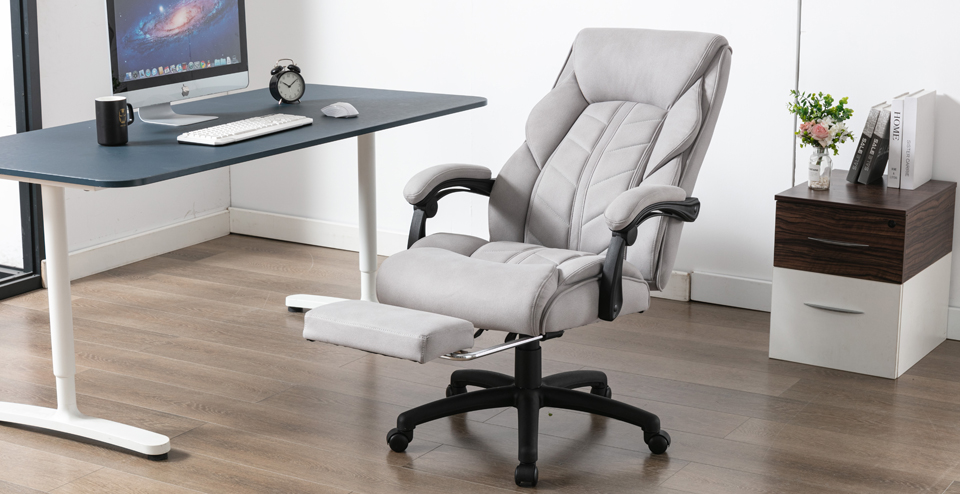 Features Of Grey high back flannel fabric office chairs