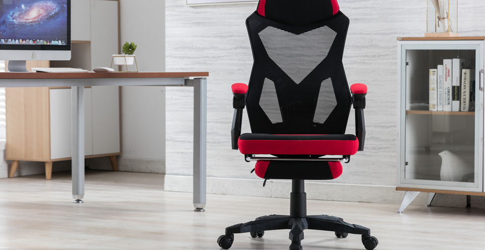 Features Of Red mesh tilts office chairs