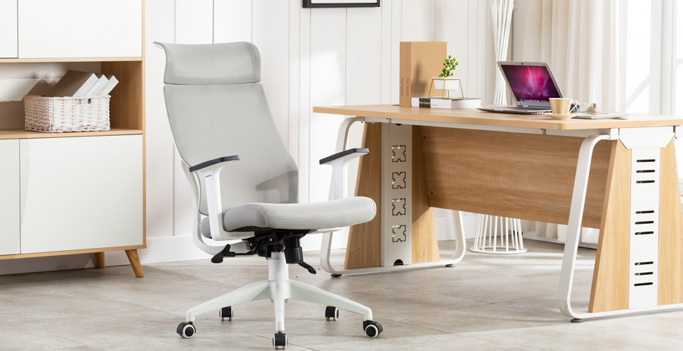 Features Of Gray high back white frame tilting mechanism office chairs