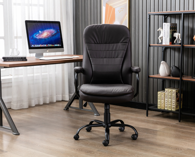 HC-5H08 Black Leather Office Chair