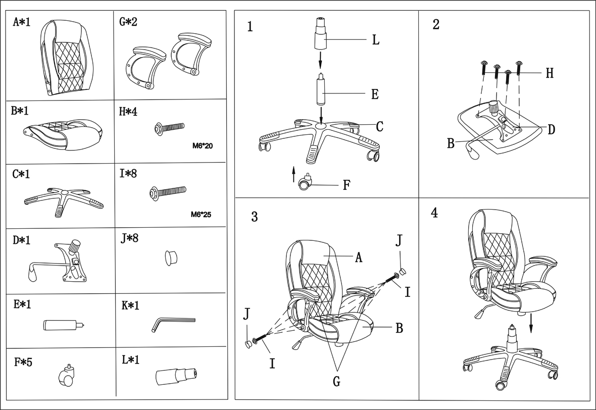 HC-1082 Black Leather Office Chair