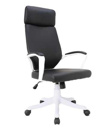 HC-2239H Black Leather White Frame Office Chair