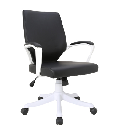 HC-2239M Black Leather White Frame Office Chair