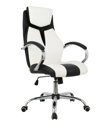 HC-2477 Black Leather White Frame Office Chair