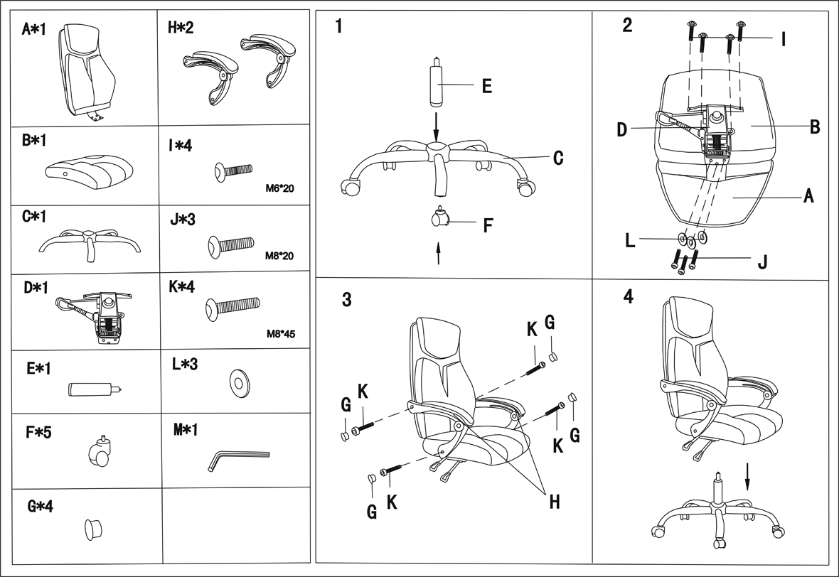 HC-2477 Black Leather White Frame Office Chair