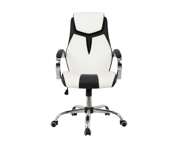 HC-2477 Black Leather White Frame Office Chair