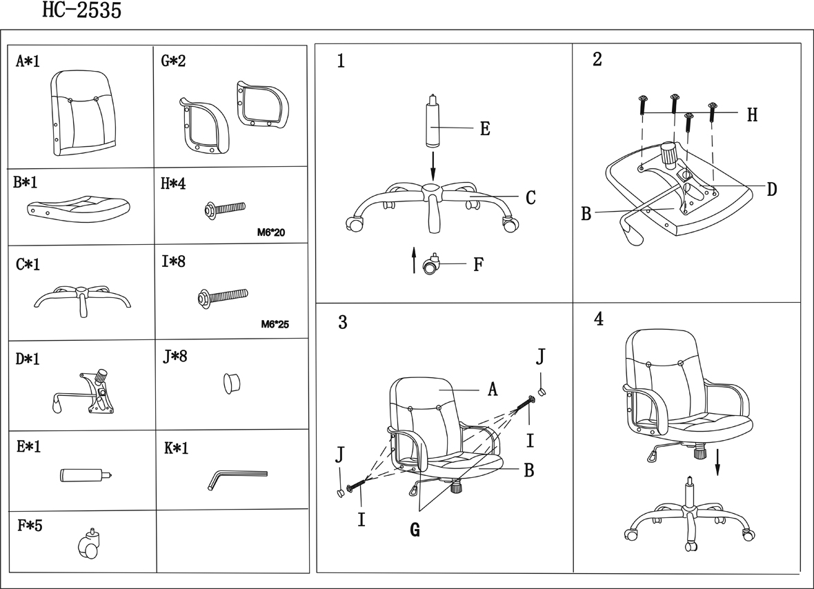 HC-2535 Black Leather Office Chair