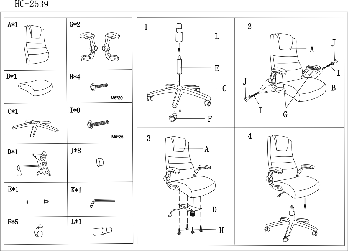 HC-2539 Black Leather Office Chair