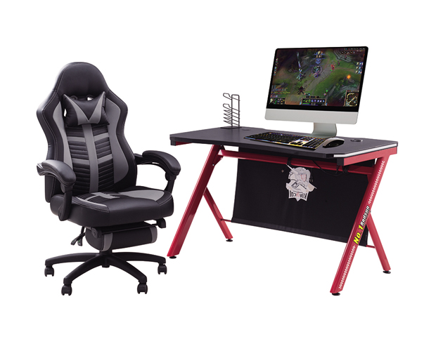 hc gt 003 rgb light red matel frame gaming table 2