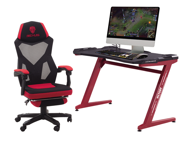 hc gt 004 rgb light red matel frame gaming table 2