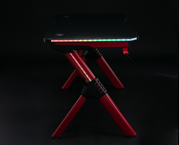 hc gt 010 rgb light red matel frame gaming table 10