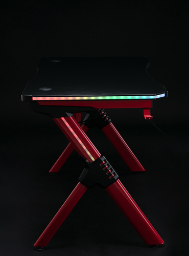 hc gt 010 rgb light red matel frame gaming table 30