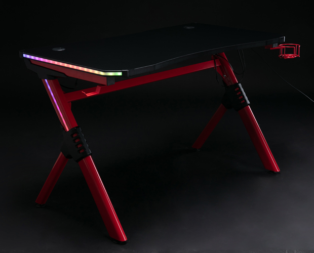 hc gt 010 rgb light red matel frame gaming table 5