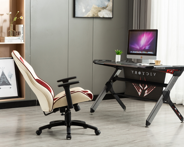 hc 2645 milky white and red leather gaming chair 13