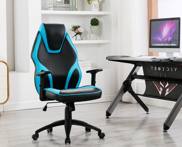 HC-4013 Black And Blue Leather Gaming Chair